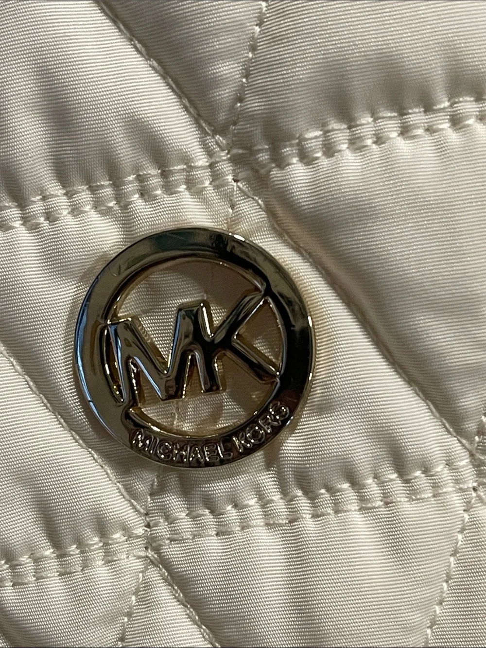 Michael Kors Quilted Cream Puffer Coat
